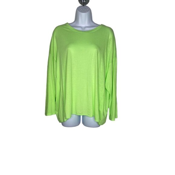 Sundry Women's Neon Green Long Sleeve Tee‎ SZ 3/L - Picture 2 of 8